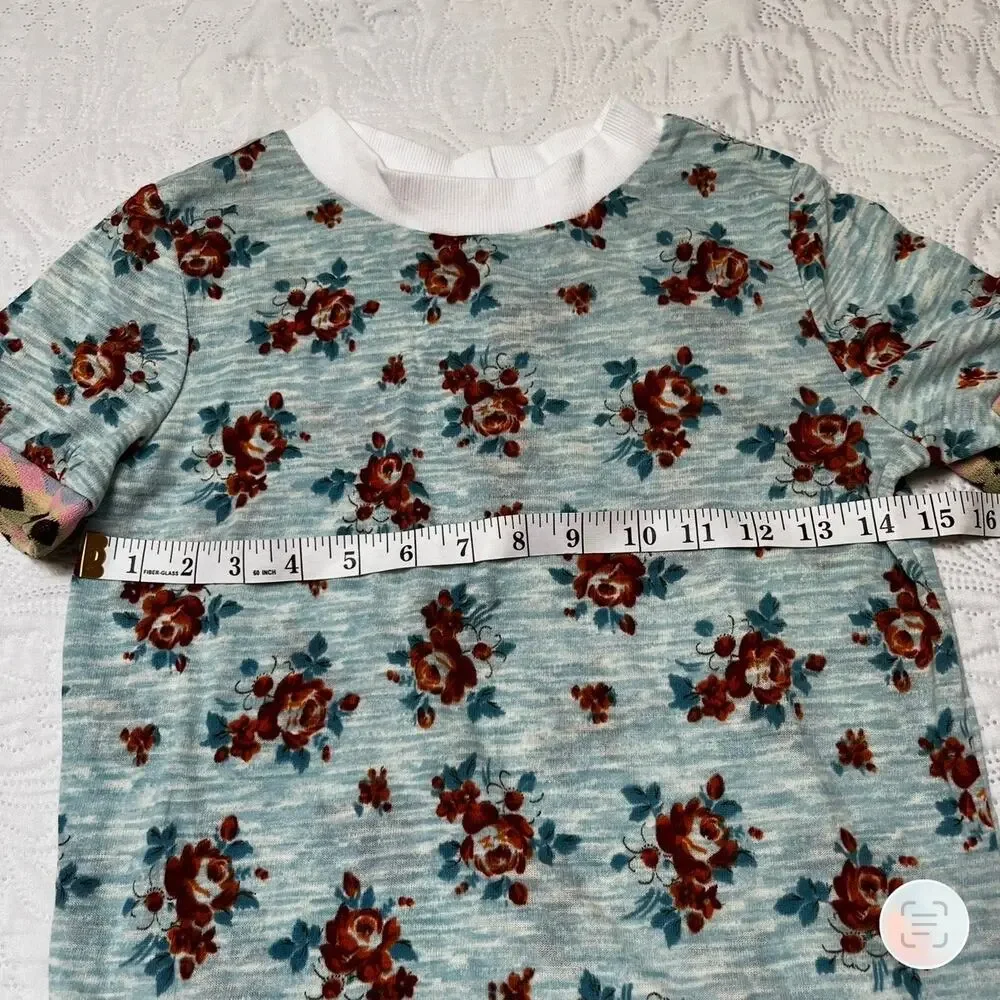Mixed Print Floral Tunic Style Top